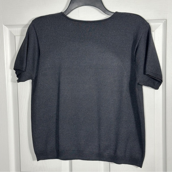 Linda Allard for Ellen Tracy black silk blend s/s top, no size tag, spring - Picture 6 of 7